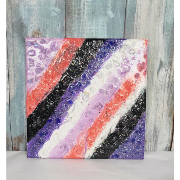 8x8 Canvas Resin Geode Painting Handcrafted - Picture 1 of 8